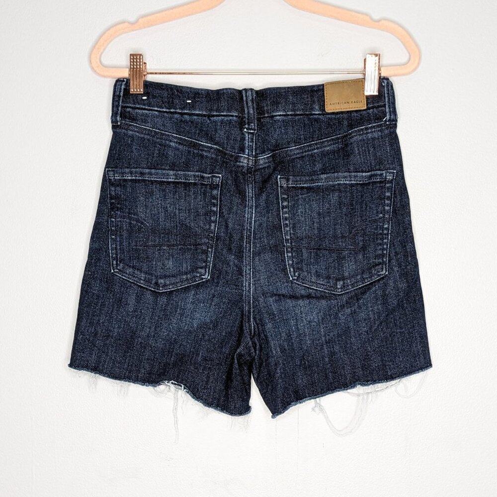 American Eagle Blue Next Level Stretch Curvy High Super Rise Shortie Shorts 6 - Picture 2 of 7